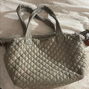 MZ Wallace Quilted Gray Tote - slight distressed, discoloration - good condition